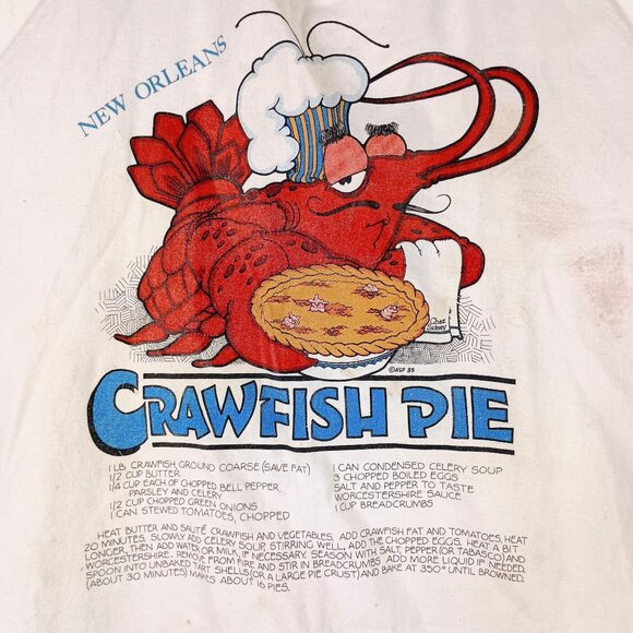 Vintage Apron New Orleans Crawfish Pie Recipe Lobster Chef Kitschy Novelty Funny - Picture 2 of 11